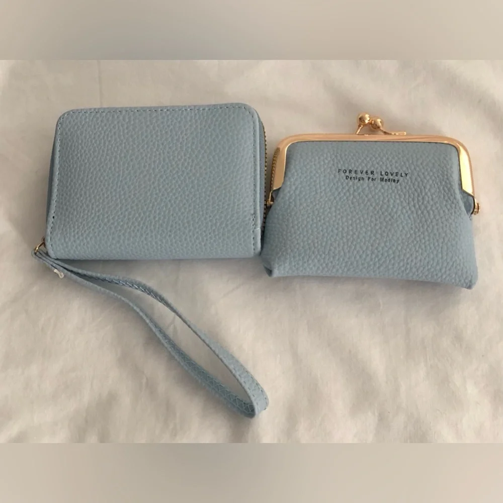 wallets wristlet for women 2 in 1  forever lovely design Madley graphic blue.